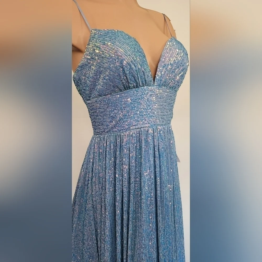 B Darlin Juniors Iridescent Sequined Dress - Picture 4 of 12